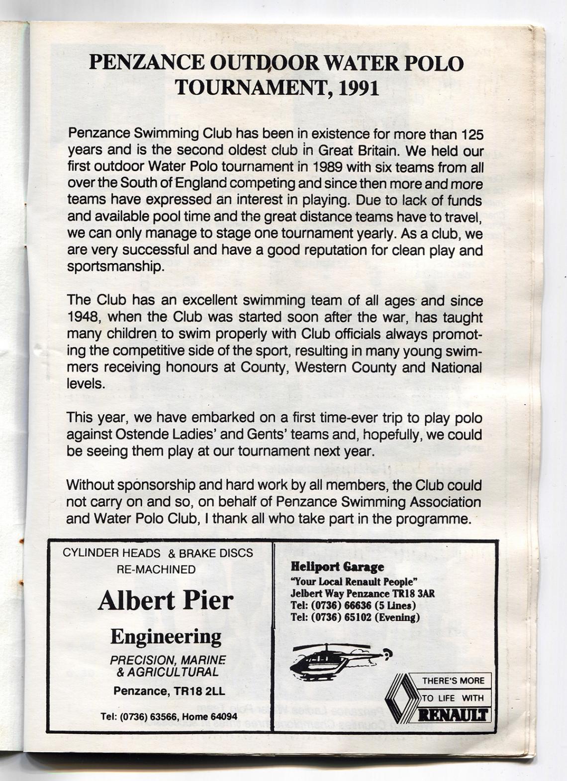 Inside of tournament brochure