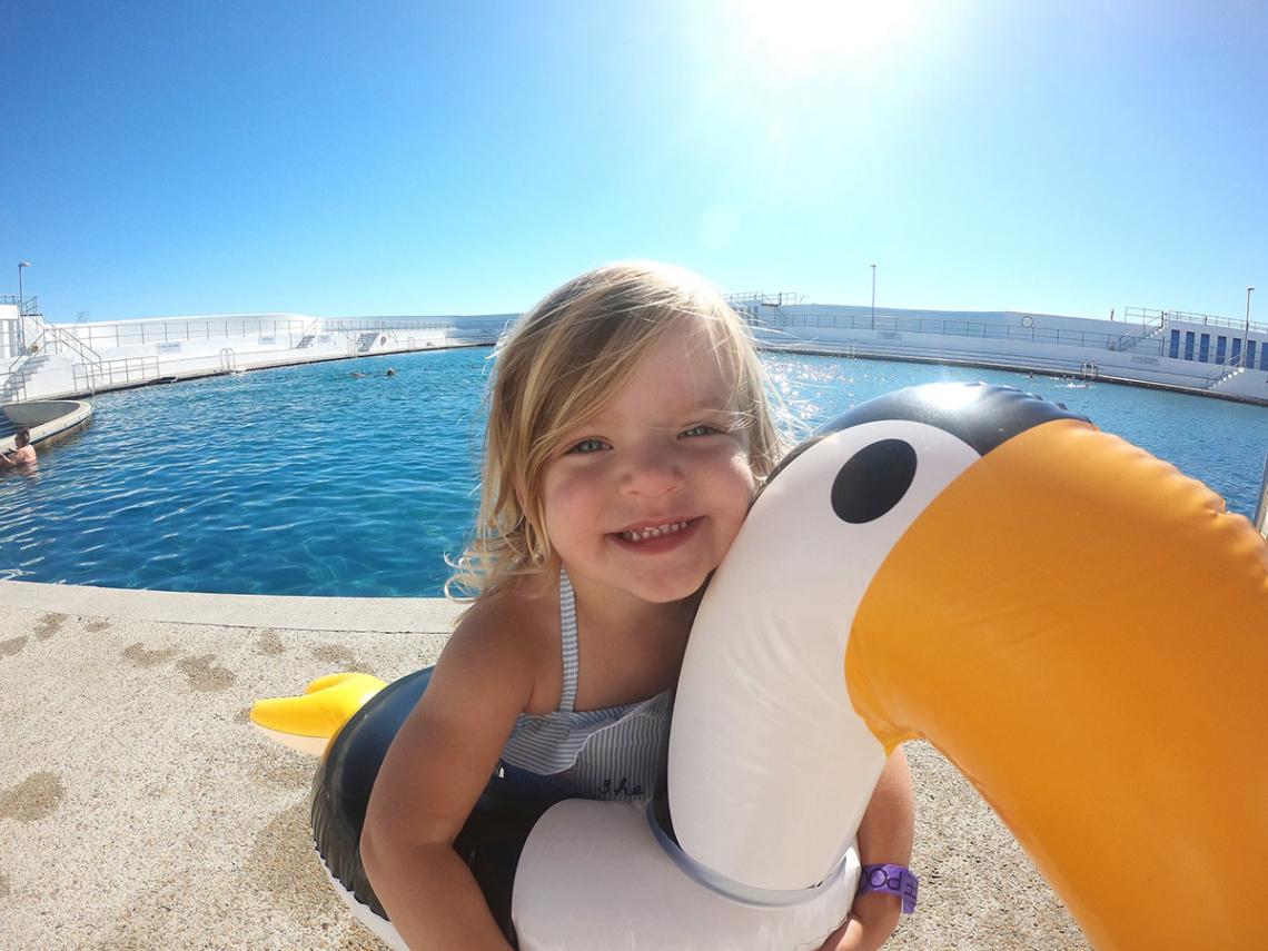 Evangeline Foreman with her inflatable