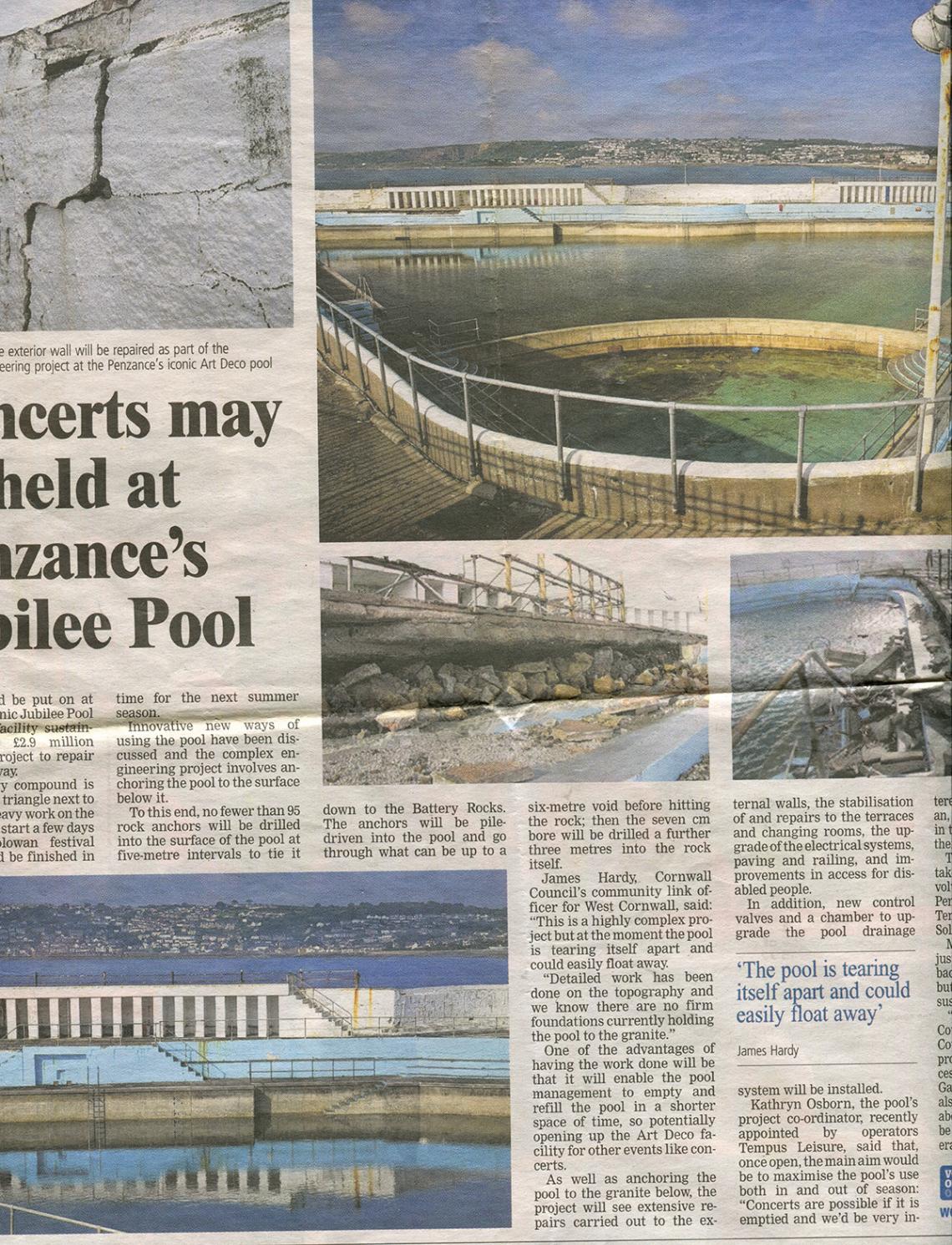 Western Morning News, concerts may be held at the pool