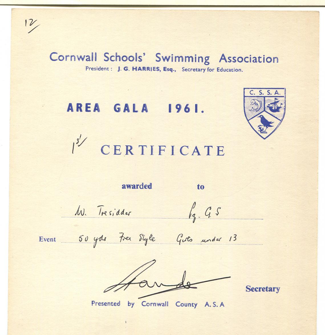 English Schools Swimming Association certificate