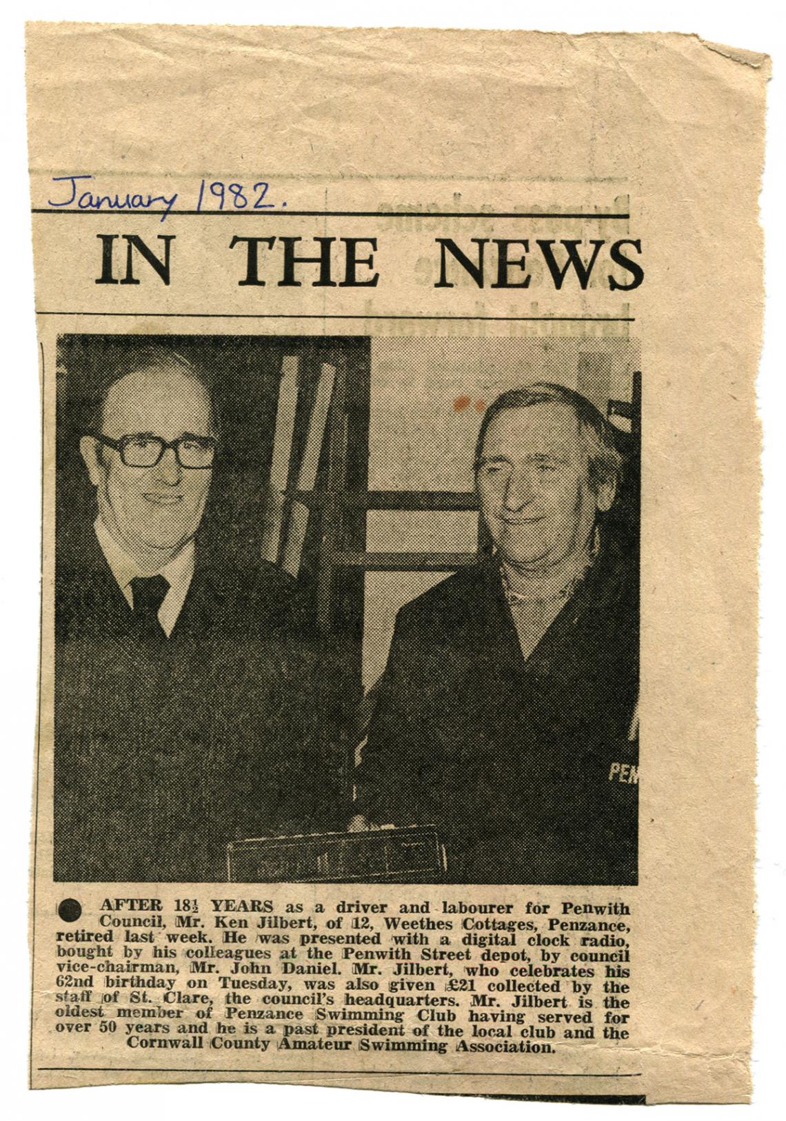 Article commemorating Ken Jilbert's retirement