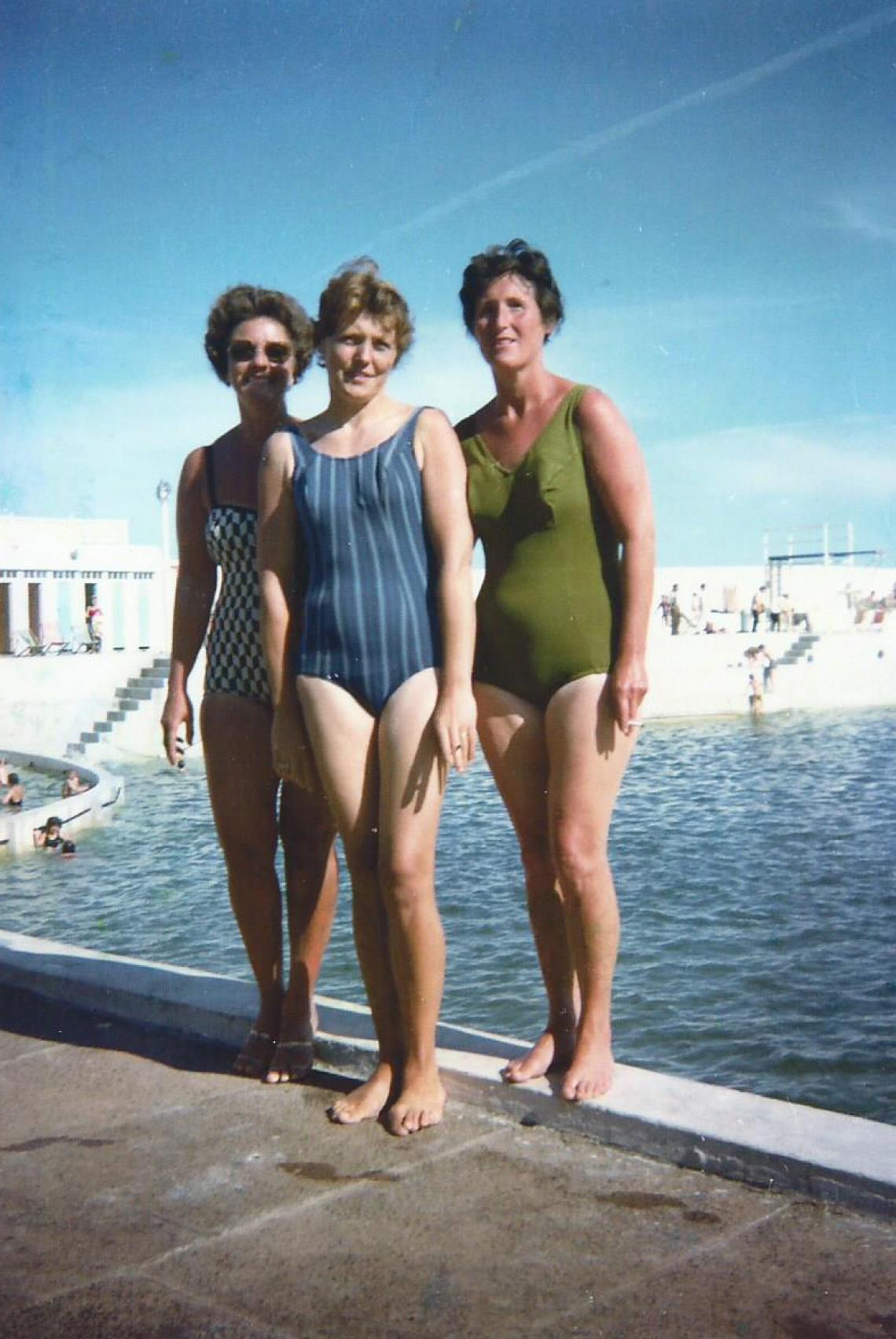 Committee members at the pool from left: Mrs Crowe, Mrs Marsden, Eileen Jilbert