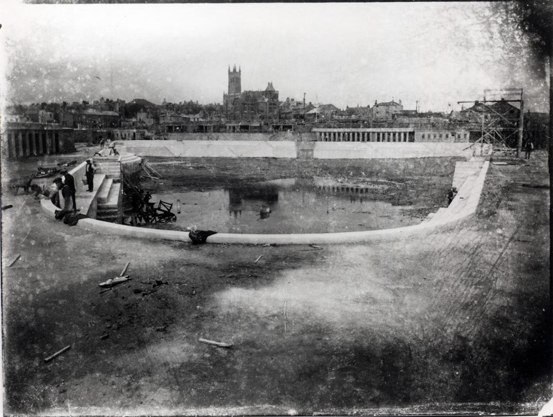 Construction of the pool, nearly finished
