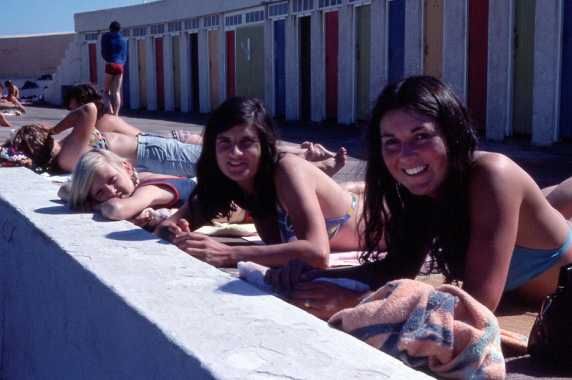 Girls sunbathing at the Jubilee Pool