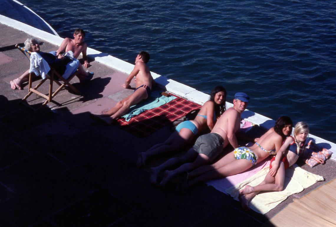 Sunbathers photographed from above