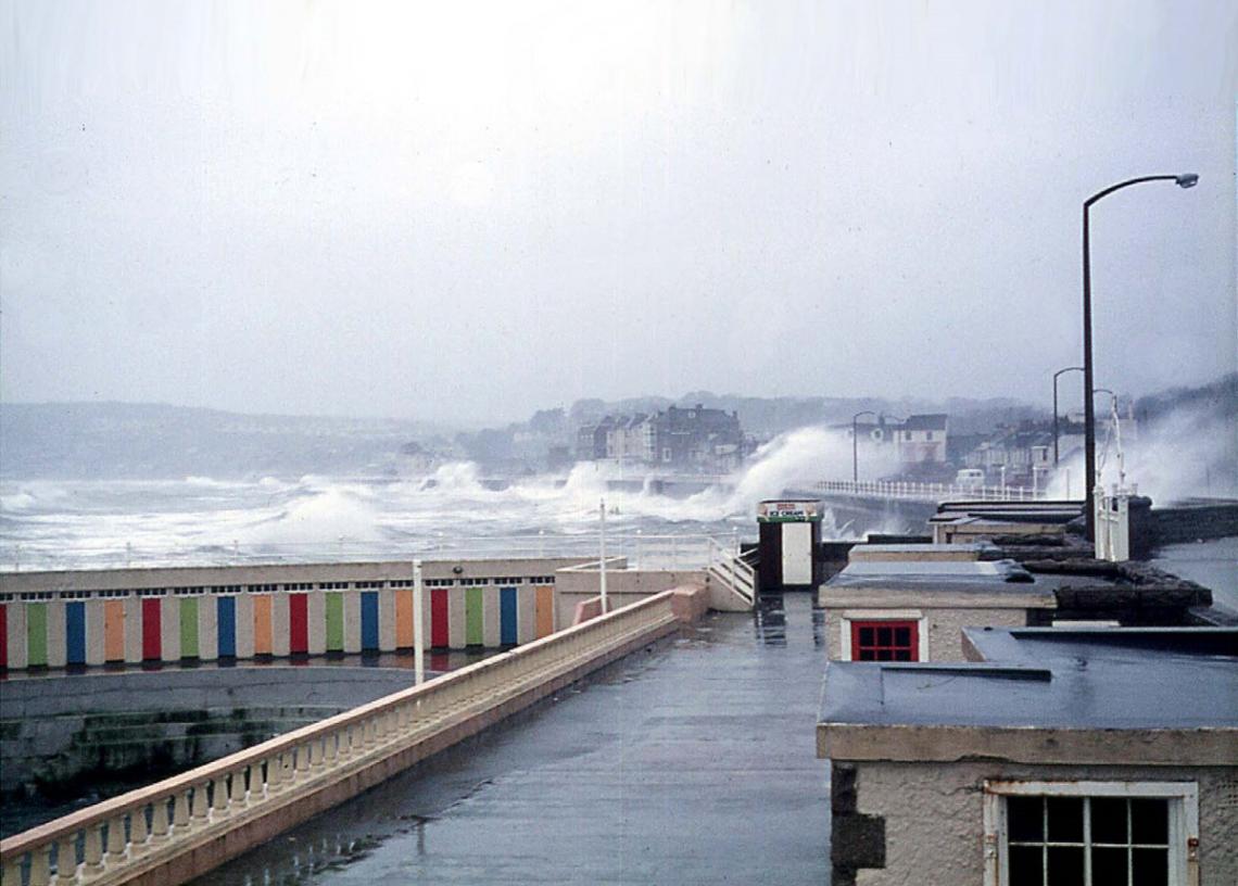 Promenade during storm, Jubilee Pool walls visible (3 of 4)