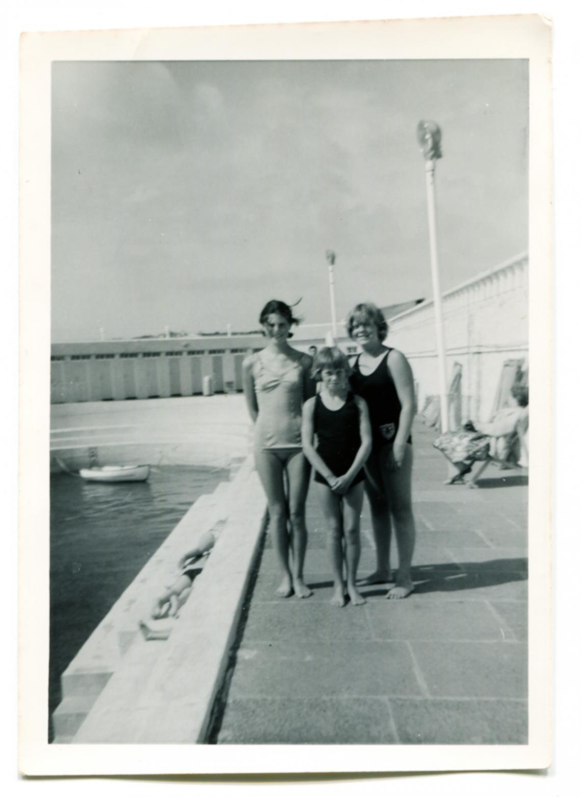 Ruth Trevenen, Judith Tresidder and a younger girl, Liz Jilbert, at Jubilee Pool