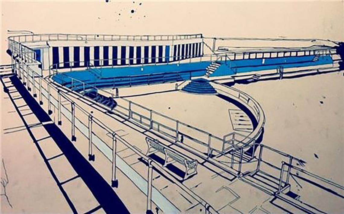 Drawing of the pool walkways