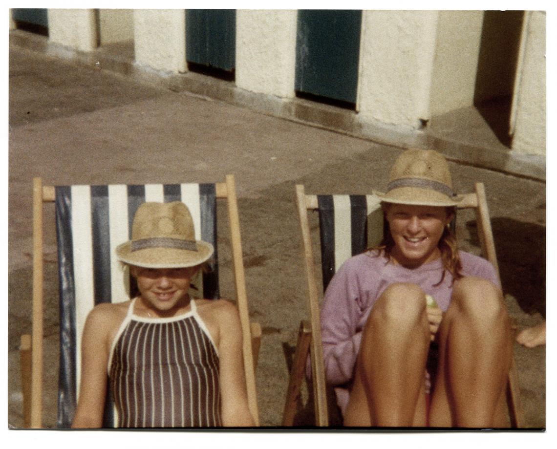 Two girls on deckchairs