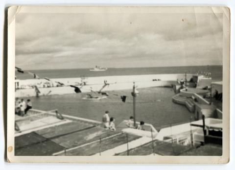 Wide shot of the pool