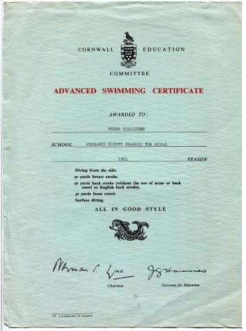 Advanced swimming certificate