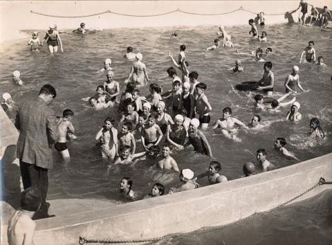 Photographing children in pool