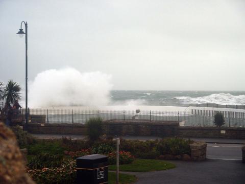Waves crash over Jubilee Pool